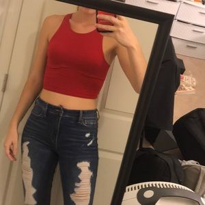 Red crop top